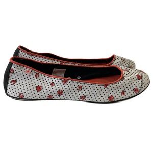 Converse White Polka Dot Red Trim Ballet Flats